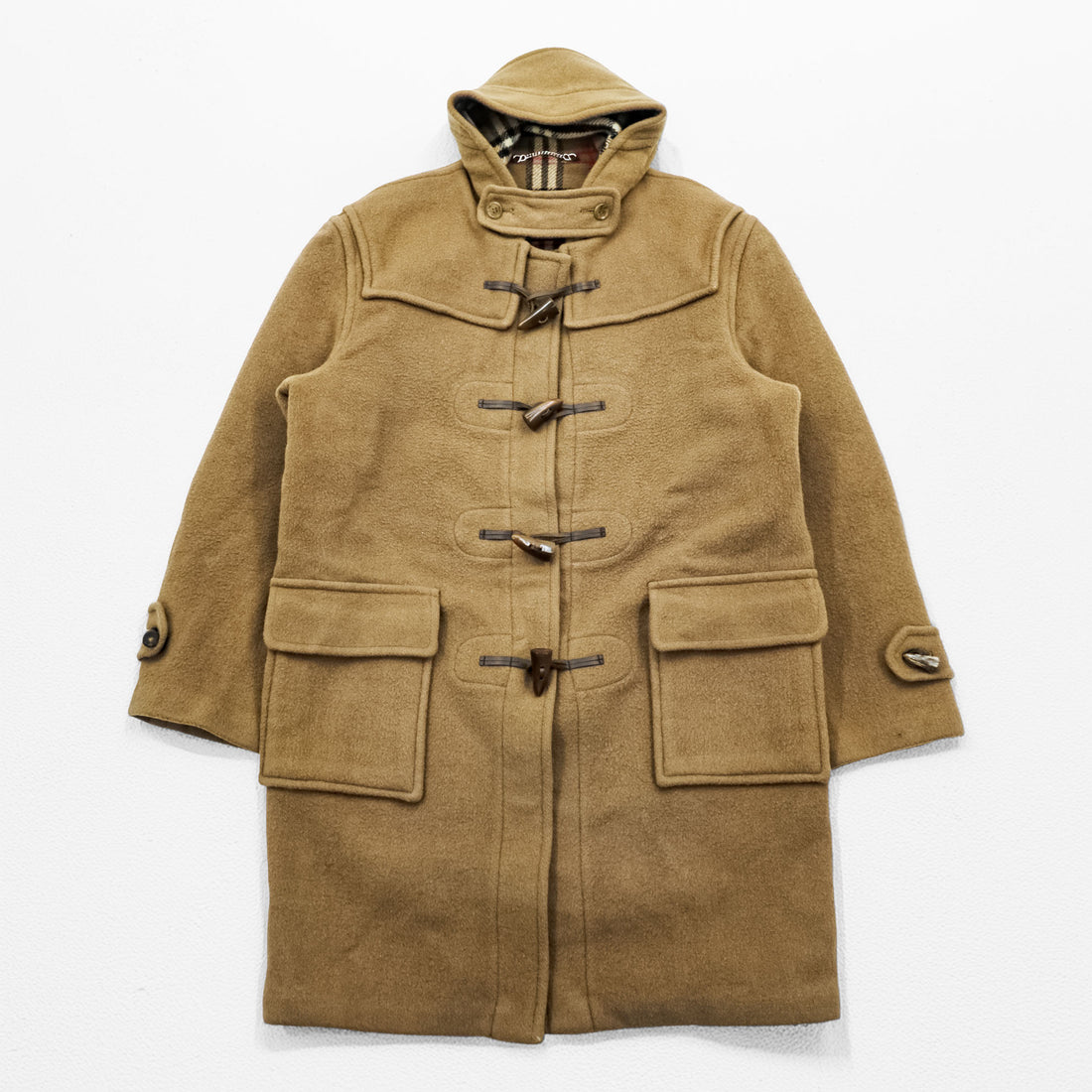 Burberrys Speciality Duffle Coating Camel Wool Duffle Coat Nova Check Made in England