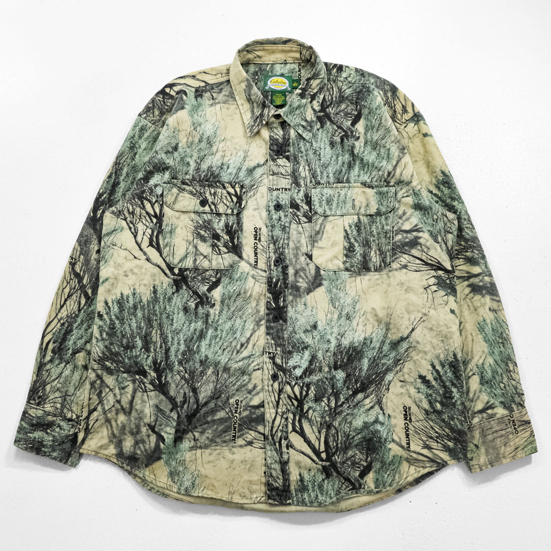 Cabela's 90年代 ヴィンテージ 長袖 ハンティングシャツ L ベージュ OPEN COUNTRY リアルツリーカモ