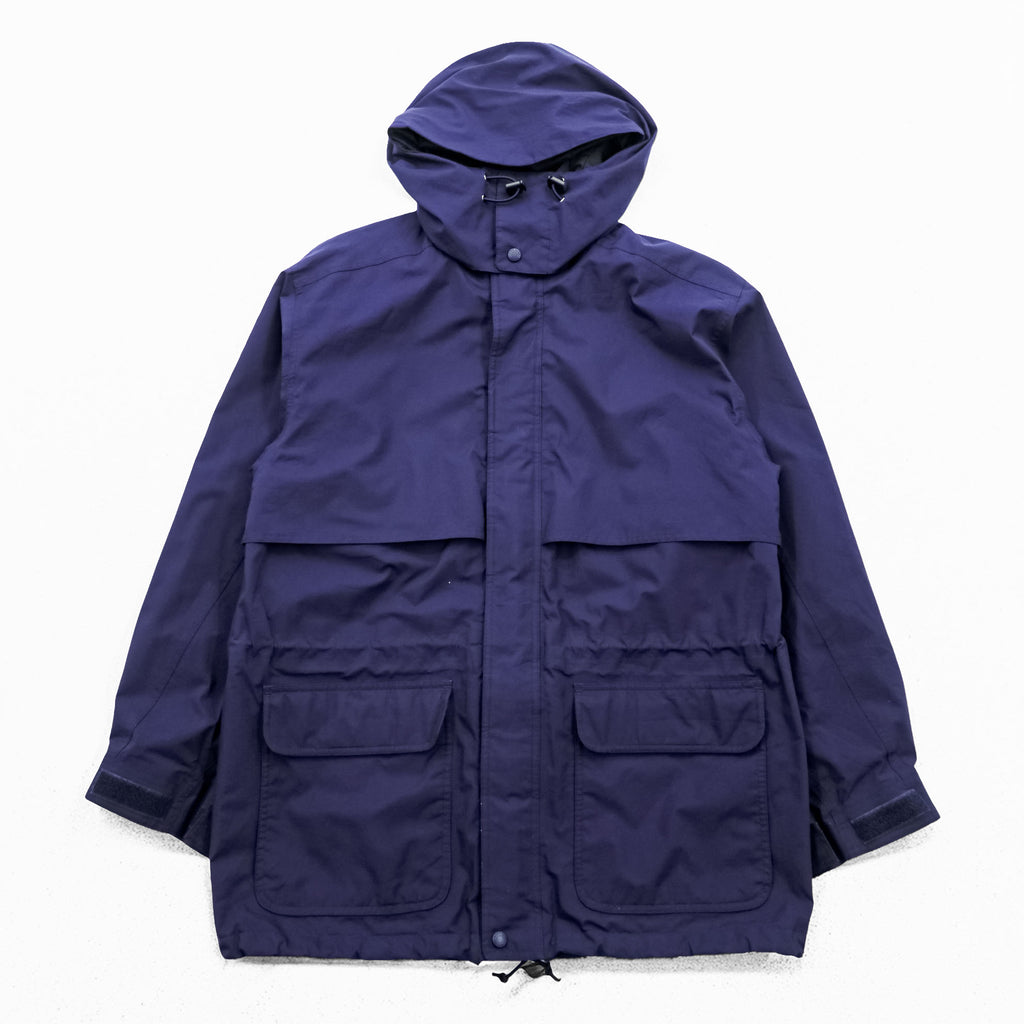 Eddie Bauer 90s Vintage Mountain Parka Shell Rain Jacket, Size M, Navy, Gore-Tex, Waterproof, Drawcord, Detachable Hoodie