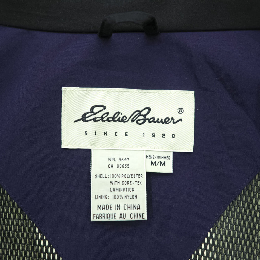 Eddie Bauer 90s Vintage Mountain Parka Shell Rain Jacket, Size M, Navy, Gore-Tex, Waterproof, Drawcord, Detachable Hoodie