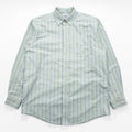 L.L.Bean Long-Sleeve Button-Down Shirt, Size L, Green/Blue Oxford Striped Wrinkle Resistant (AVF5)