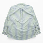 L.L.Bean Long-Sleeve Button-Down Shirt, Size L, Green/Blue Oxford Striped Wrinkle Resistant (AVF5)