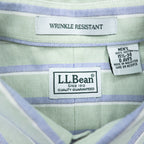 L.L.Bean Long-Sleeve Button-Down Shirt, Size L, Green/Blue Oxford Striped Wrinkle Resistant (AVF5)