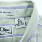 L.L.Bean Long-Sleeve Button-Down Shirt, Size L, Green/Blue Oxford Striped Wrinkle Resistant (AVF5)