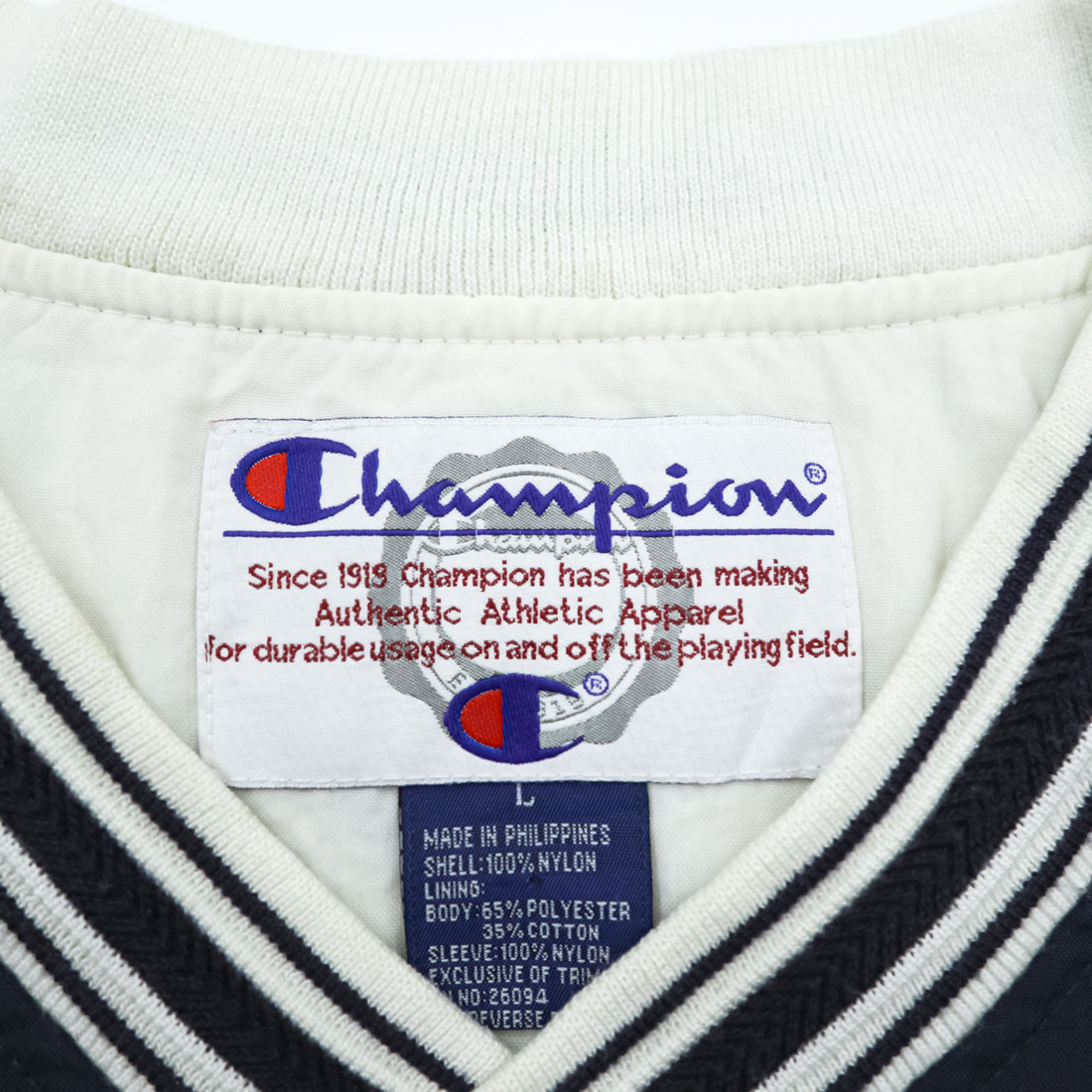 Champion 90s Vintage Piste Track Jacket Jersey L Navy, College Arch Logo PENN