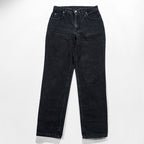 Lee 90s Vintage Tapered Denim Pants Jeans M Black OKLAHOMA JEANS Zipper Fly Leather Patch
