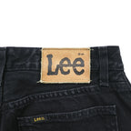Lee 90s Vintage Tapered Denim Pants Jeans M Black OKLAHOMA JEANS Zipper Fly Leather Patch