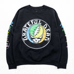 Grateful Dead band sweatshirt, size S, black, brushed lining, LIFE CLOTHING CO., skull and dancing bear sleeve print.