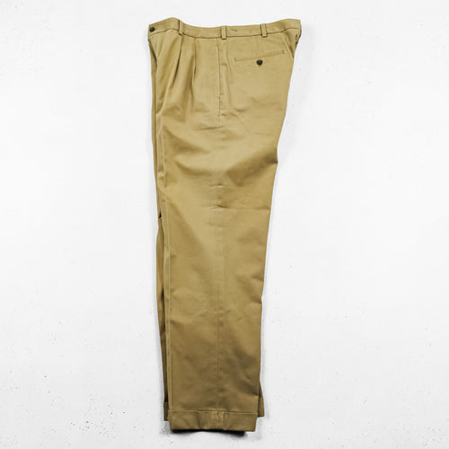 Brooks Brothers 346 2タック プリーツ  チノパンツ スラックス L ベージュ センタープレス ダブルカフス ADVANTAGE CHINO ELLIOT