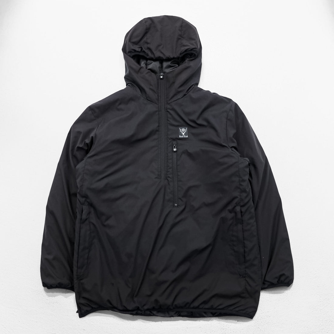 South2 West8 Japan Made Puffer Jacket Pullover Hoodie M Black Padded J0762