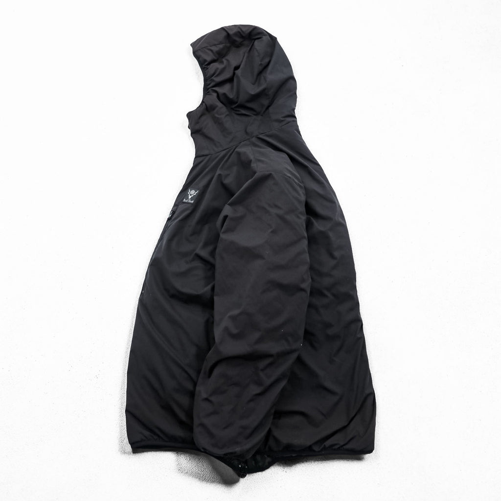 South2 West8 Japan Made Puffer Jacket Pullover Hoodie M Black Padded J0762