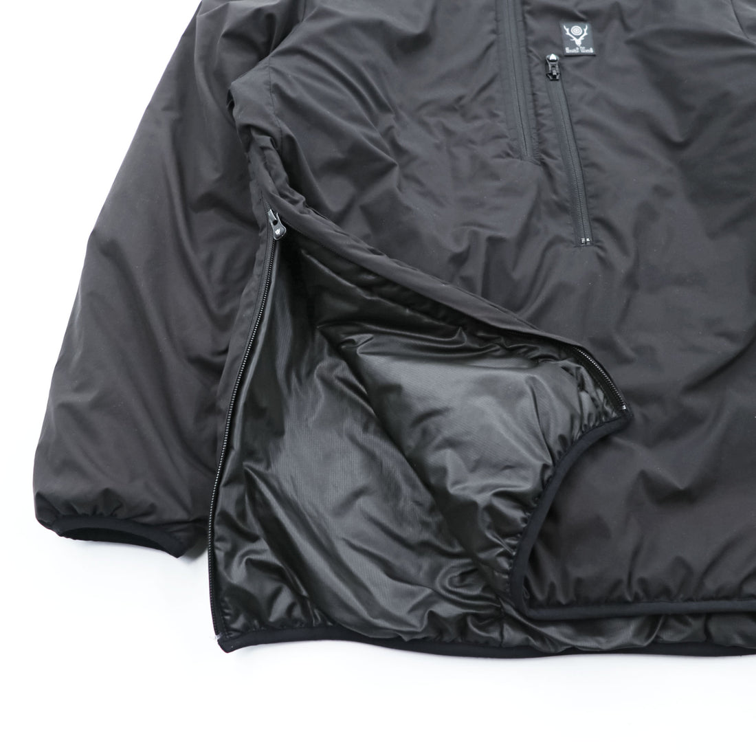South2 West8 Japan Made Puffer Jacket Pullover Hoodie M Black Padded J0762