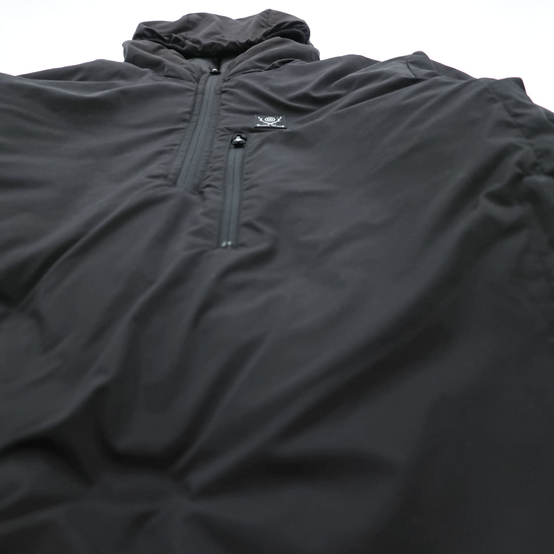 South2 West8 Japan Made Puffer Jacket Pullover Hoodie M Black Padded J0762