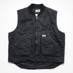 BIG SMITH 90年代 ヴィンテージ ダック地 ワーク ベスト 中綿 Thinsulate フルジップ XL ブラック キャンバス ロシア製 H81200BK
