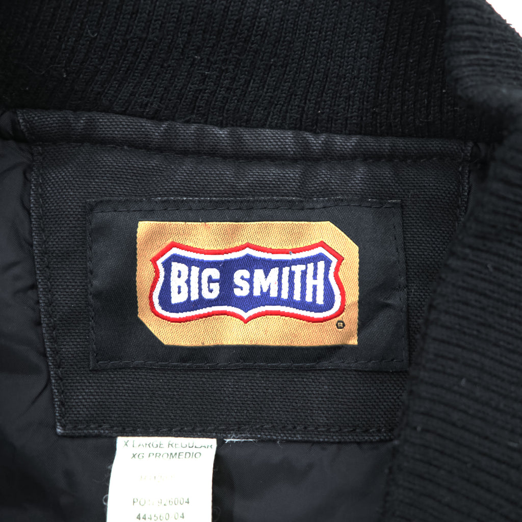 BIG SMITH 90年代 ヴィンテージ ダック地 ワーク ベスト 中綿 Thinsulate フルジップ XL ブラック キャンバス ロシア製 H81200BK