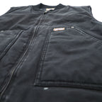BIG SMITH 90年代 ヴィンテージ ダック地 ワーク ベスト 中綿 Thinsulate フルジップ XL ブラック キャンバス ロシア製 H81200BK