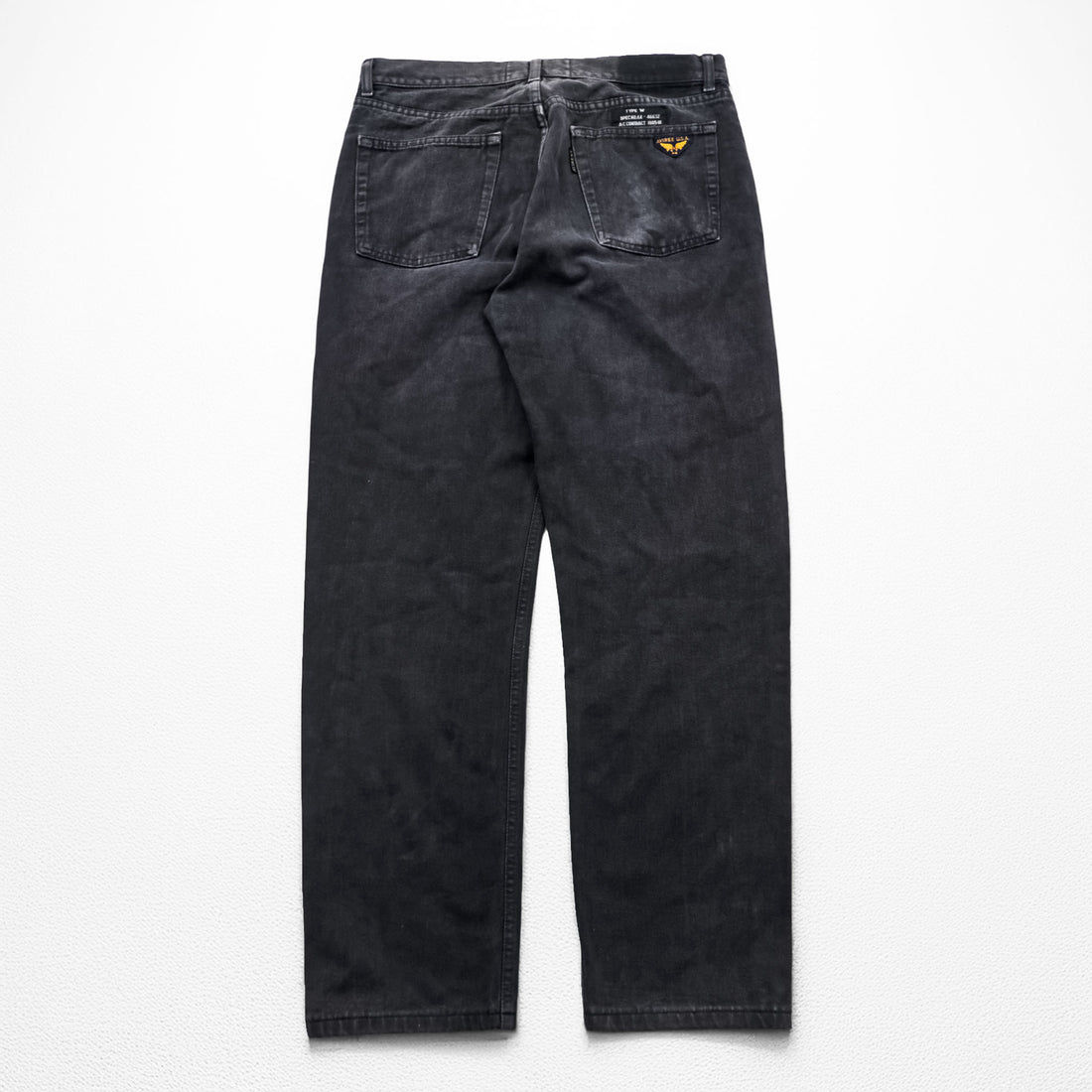 Avirex Type W Black Denim Pants Button Fly Wide Straight Military Style Jeans