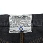 Avirex Type W Black Denim Pants Button Fly Wide Straight Military Style Jeans
