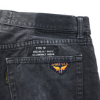 Avirex Type W Black Denim Pants Button Fly Wide Straight Military Style Jeans