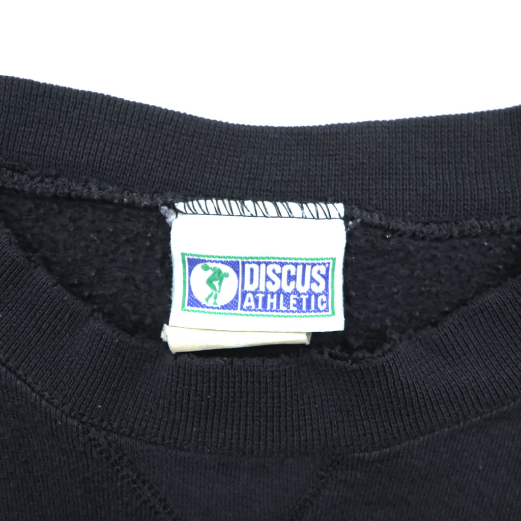 DISCUS ATHLETIC 90s Vintage USA Made V-insert Blank Sweatshirt L Black