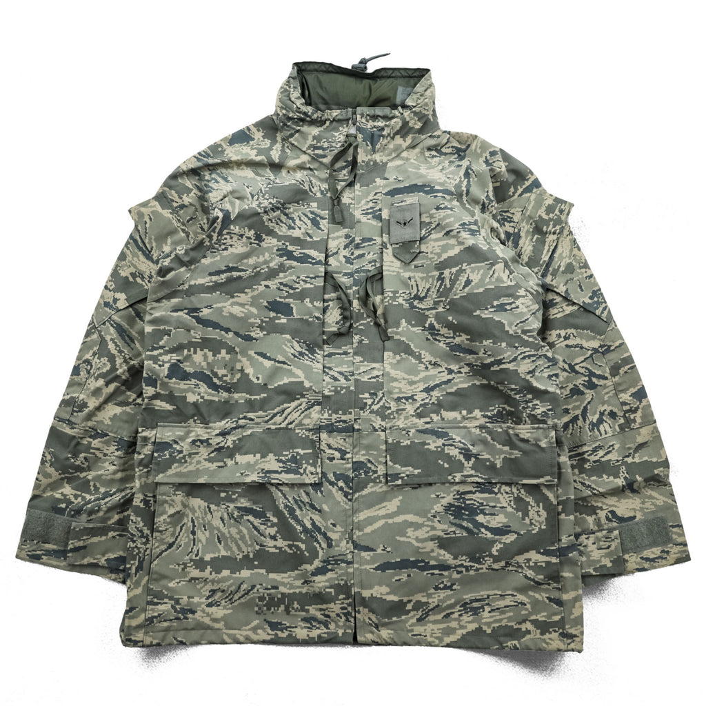 USAF APECS ABU Tiger Stripe Camo Parka Medium Regular Hooded Waterproof Nylon Military Jacket Propper