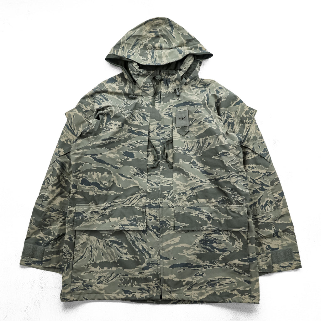 USAF APECS ABU Tiger Stripe Camo Parka Medium Regular Hooded Waterproof Nylon Military Jacket Propper