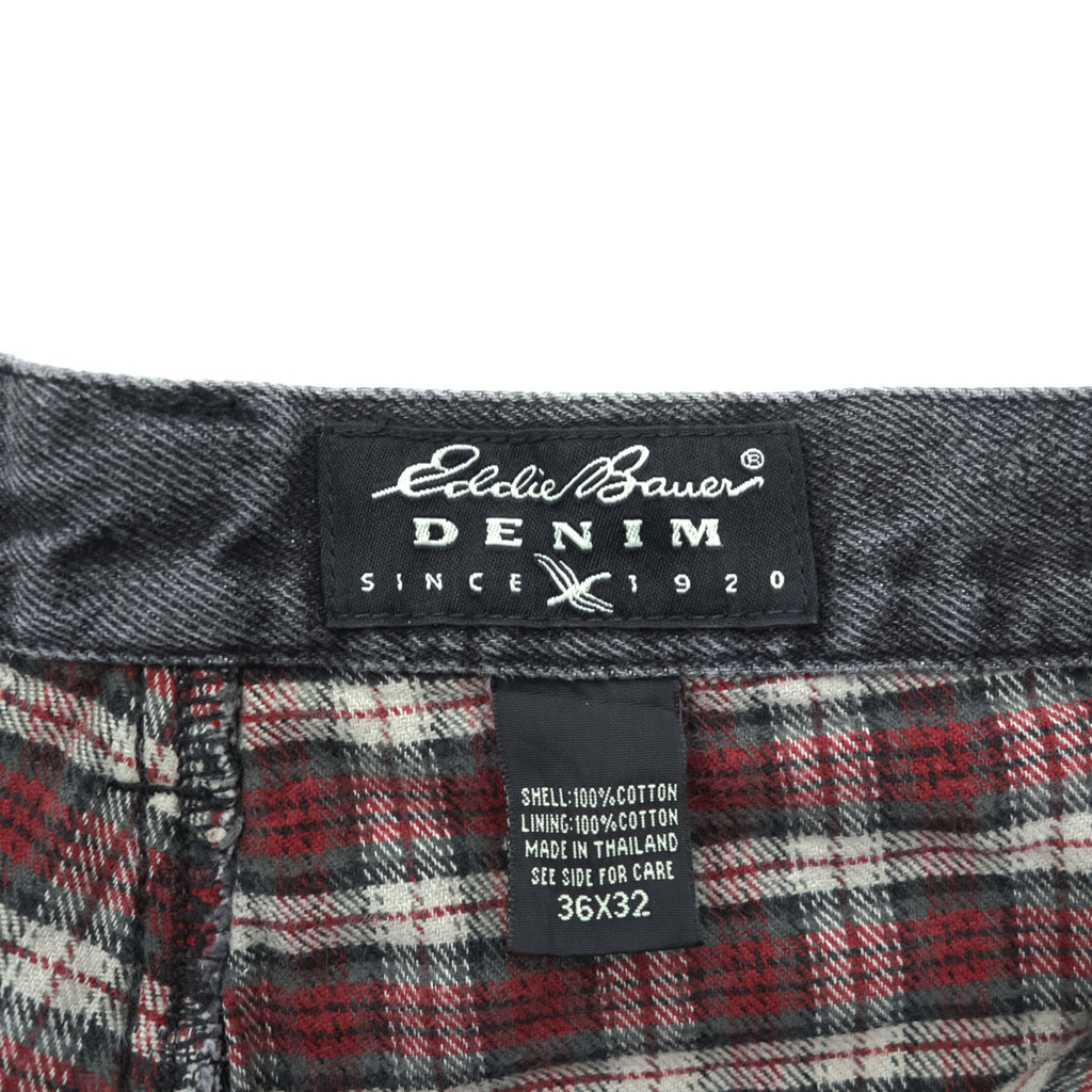 Eddie Bauer 90s Vintage Denim Jeans L Black Flannel Liner