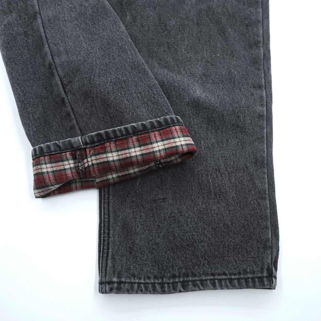 Eddie Bauer 90s Vintage Denim Jeans L Black Flannel Liner