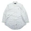 Ralph Lauren 90s Vintage Long-Sleeve Button-Down Shirt, Size L, White Oxford, Small Pony Logo Embroidery