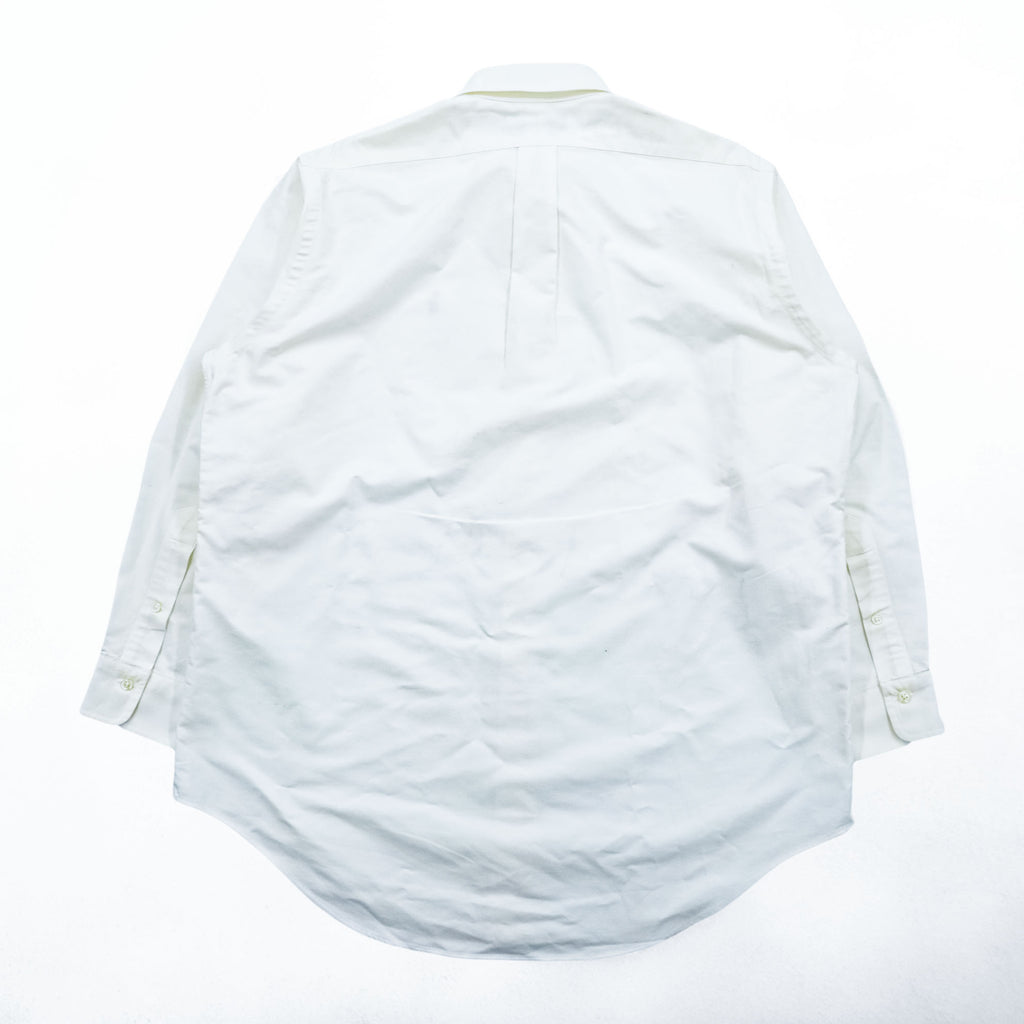 Ralph Lauren 90s Vintage Long-Sleeve Button-Down Shirt, Size L, White Oxford, Small Pony Logo Embroidery