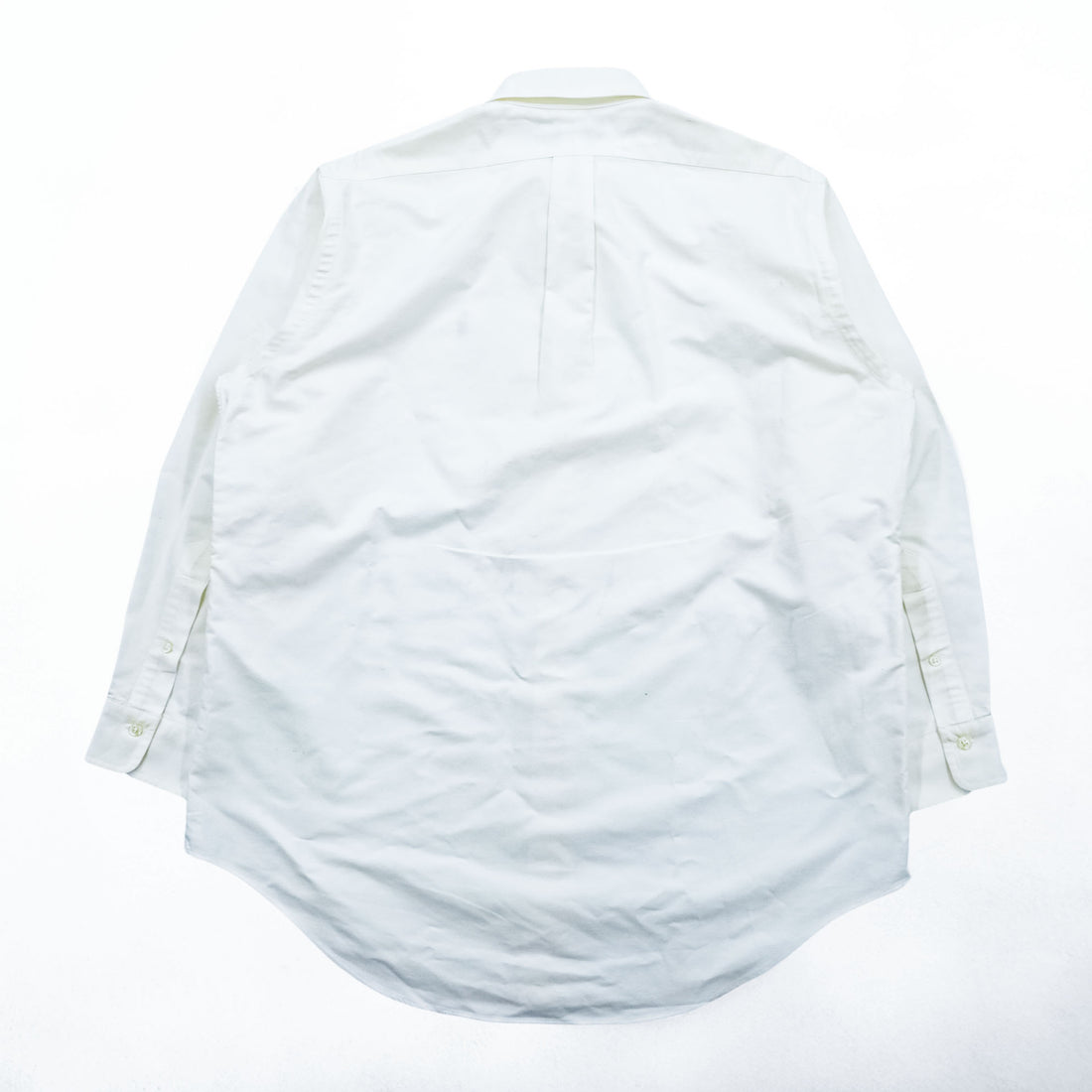 Ralph Lauren 90s Vintage Long-Sleeve Button-Down Shirt, Size L, White Oxford, Small Pony Logo Embroidery