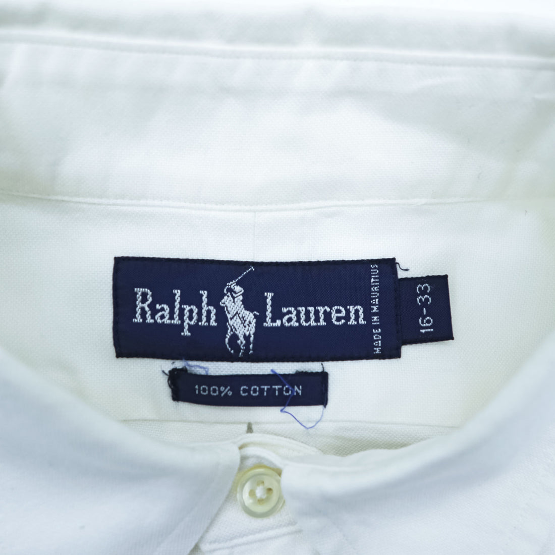 Ralph Lauren 90s Vintage Long-Sleeve Button-Down Shirt, Size L, White Oxford, Small Pony Logo Embroidery