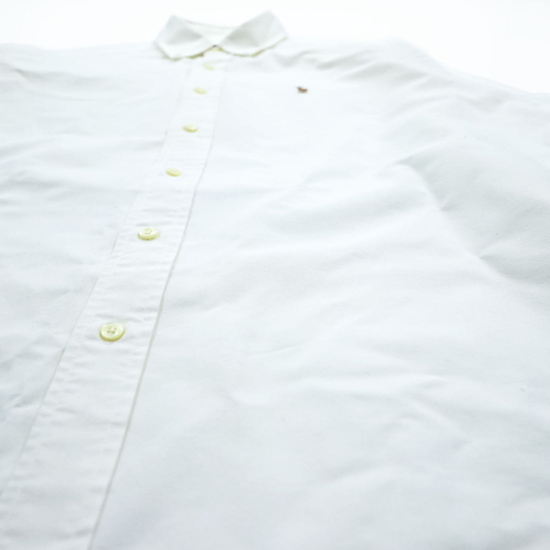 Ralph Lauren 90s Vintage Long-Sleeve Button-Down Shirt, Size L, White Oxford, Small Pony Logo Embroidery