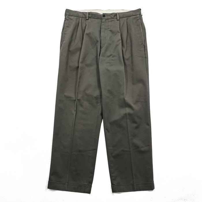 Brooks Brothers 2タック プリーツ ワイド チノパンツ スラックス L ダブルカフス ADVANTAGE CHINO ELLIOT 346