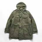 90年代 ドイツ軍 ヴィンテージ モッズコート L カーキ ボアライナー着脱 エポレット ドローコード ミリタリー