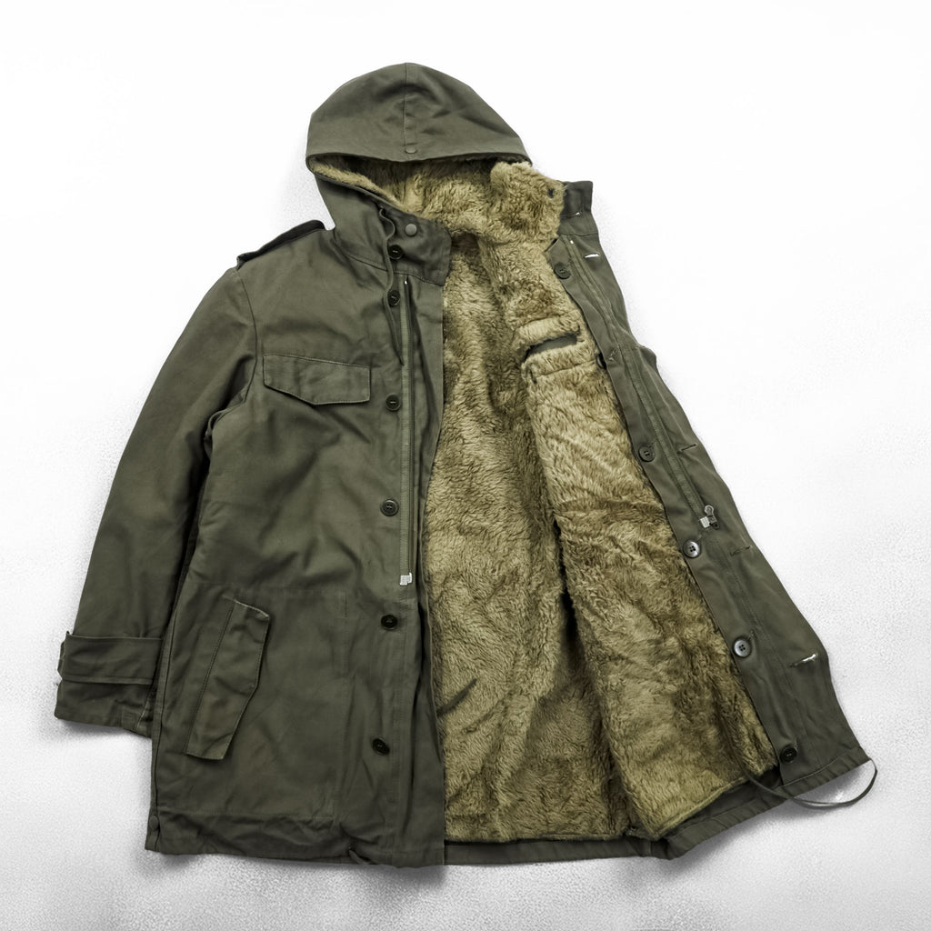 90年代 ドイツ軍 ヴィンテージ モッズコート L カーキ ボアライナー着脱 エポレット ドローコード ミリタリー