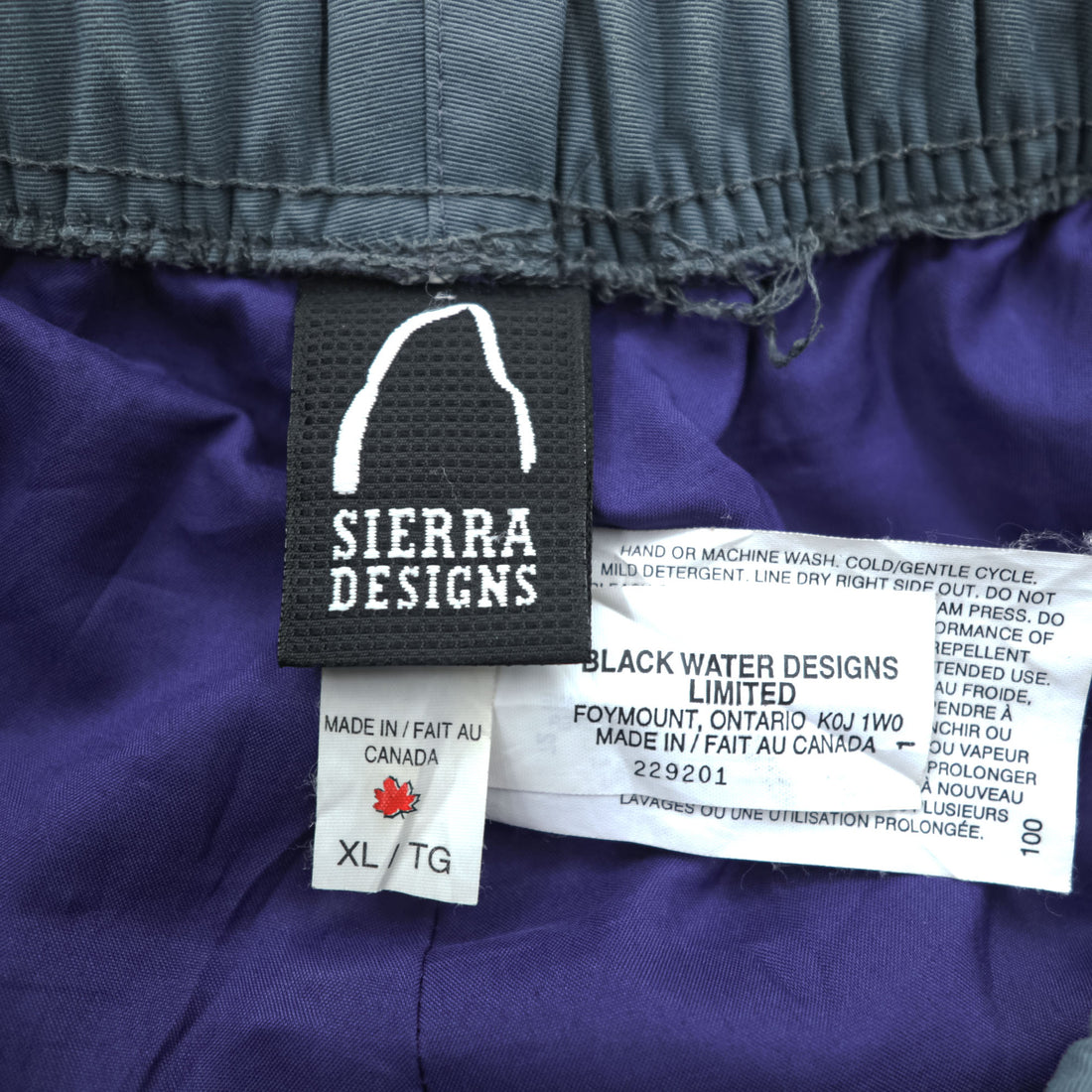 SIERRA DESIGNS ゴアテックス GORE-TEX シェル アウトドア パンツ XL グレー 防水 BLACK WATER DESIGNS LIMITED 90年代 カナダ製 ヴィンテージ