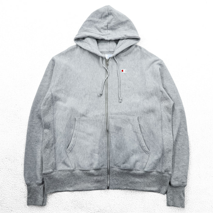 Champion リバースウィーブ REVERSE WEAVE ジップパーカー 2XL グレー フロントポケット 裏起毛 ワンポイントロゴ 刺繍