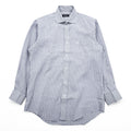 Vintage Burberrys Long Sleeve Dress Shirt White Navy Windowpane Check Regular Collar Cotton XL