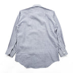 Vintage Burberrys Long Sleeve Dress Shirt White Navy Windowpane Check Regular Collar Cotton XL