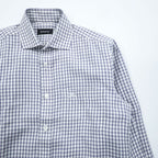 Vintage Burberrys Long Sleeve Dress Shirt White Navy Windowpane Check Regular Collar Cotton XL
