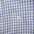 Vintage Burberrys Long Sleeve Dress Shirt White Navy Windowpane Check Regular Collar Cotton XL