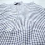 Vintage Burberrys Long Sleeve Dress Shirt White Navy Windowpane Check Regular Collar Cotton XL