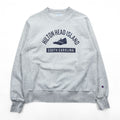 Champion Reverse Weave Crewneck Sweatshirt Gray Navy Print Medium