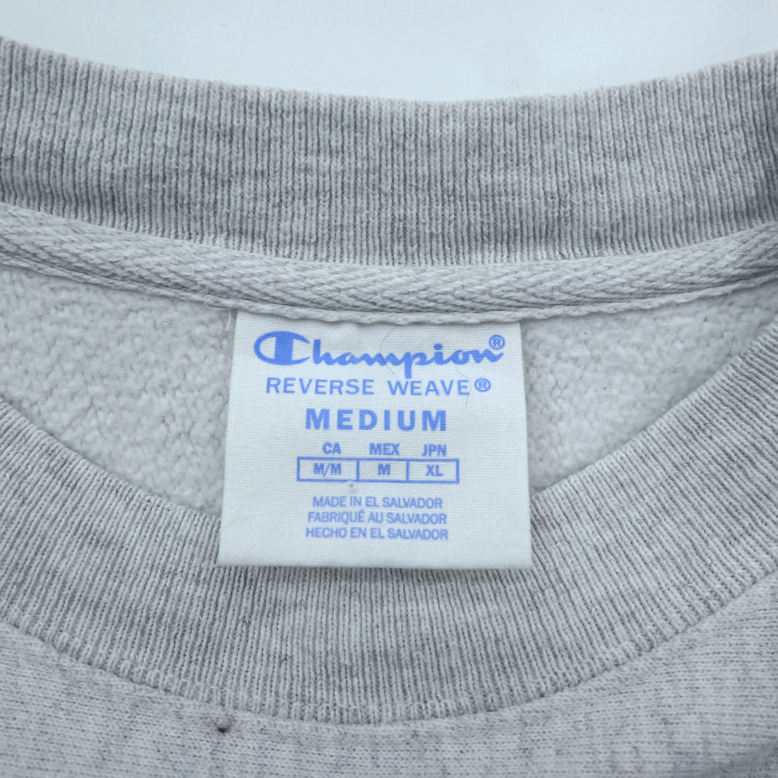 Champion Reverse Weave Crewneck Sweatshirt Gray Navy Print Medium