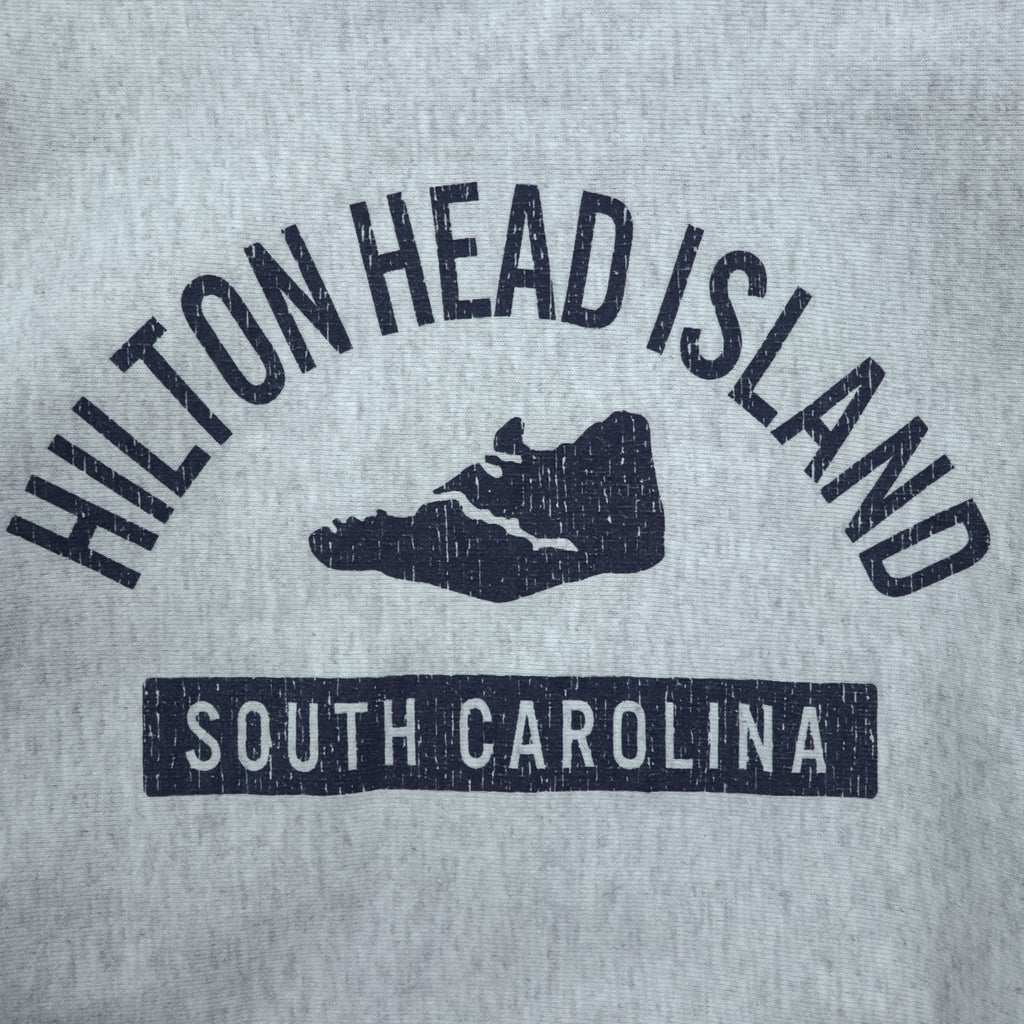 Champion Reverse Weave Crewneck Sweatshirt Gray Navy Print Medium