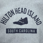 Champion Reverse Weave Crewneck Sweatshirt Gray Navy Print Medium