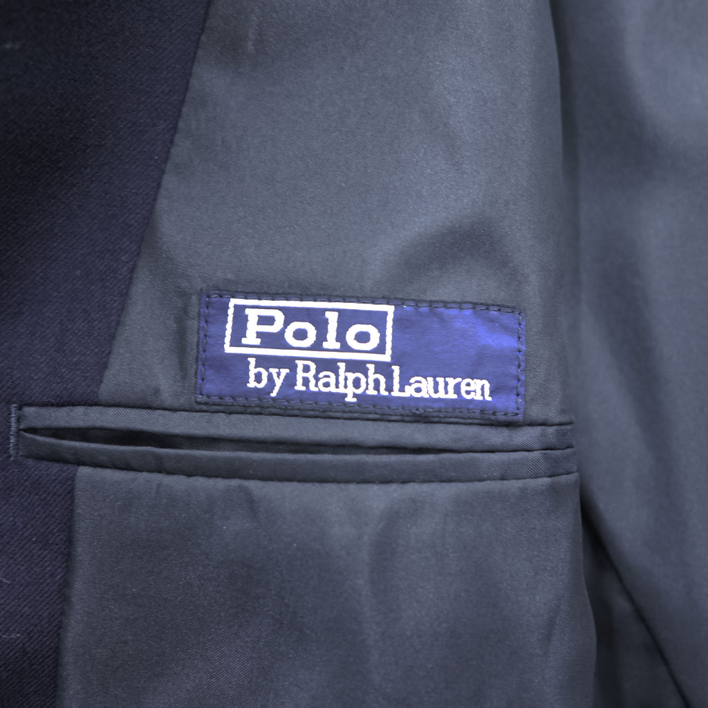 Polo Ralph Lauren 1990s Vintage 2-Button Blazer , Tailored Jacket, Navy, Size M, Gold Buttons