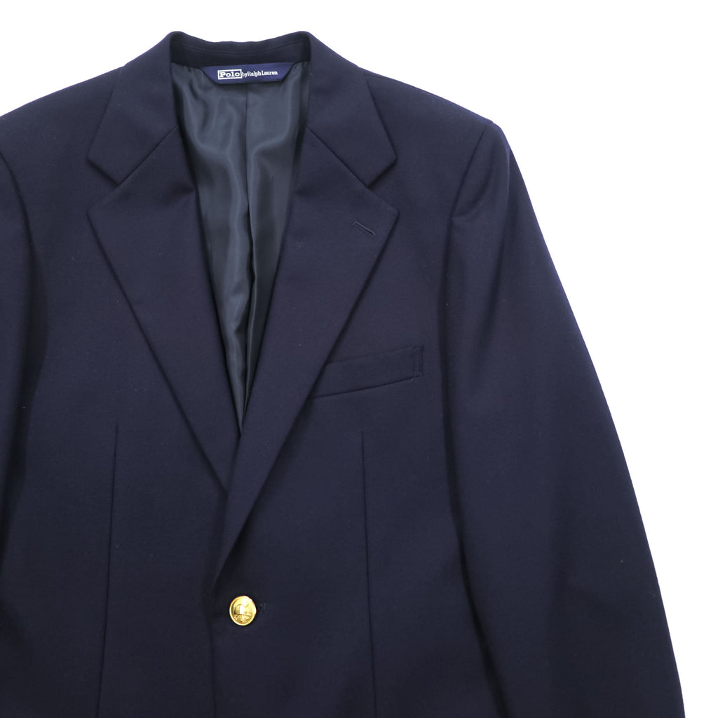 Polo Ralph Lauren 1990s Vintage 2-Button Blazer , Tailored Jacket, Navy, Size M, Gold Buttons
