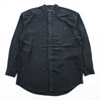 Vintage 90s ZEIDLER & ZEIDLER Silk Band Collar Hidden Placket Shirt Mens L Black